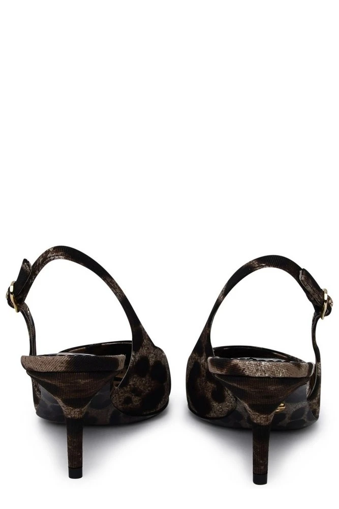 ( New Season ) Dolce & Gabbana Leopard Printed Slingback Pumps - Multi 4 ( New Season ) Dolce & Gabbana Leopard Printed Slingback Pumps - Multi - Image 4