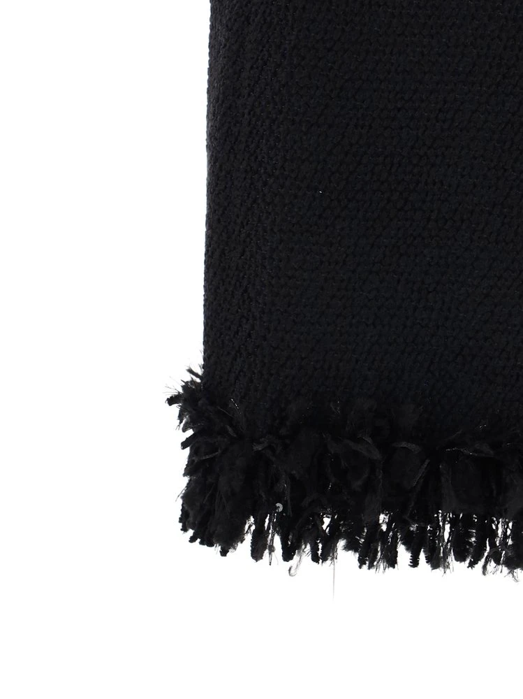 ( New Season ) Dolce & Gabbana High Waisted Frayed Mini Skirt - Black 3 ( New Season ) Dolce & Gabbana High Waisted Frayed Mini Skirt - Black - Image 3