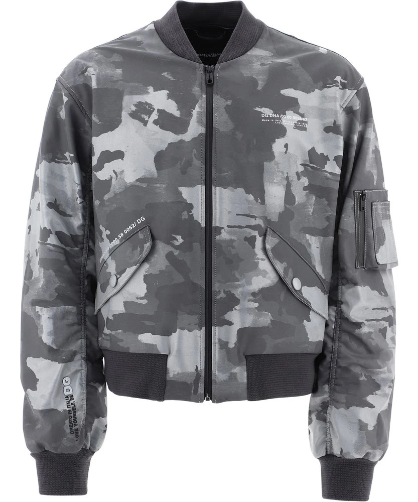 Dolce & Gabbana Camouflage Print Bomber Jacket - Grey 1 Dolce & Gabbana Camouflage Print Bomber Jacket - Grey