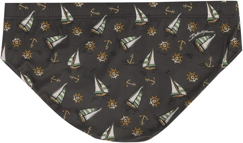 Dolce & Gabbana Printed Drawstring Swim Briefs - Green 2 Dolce & Gabbana Printed Drawstring Swim Briefs - Green - Image 2