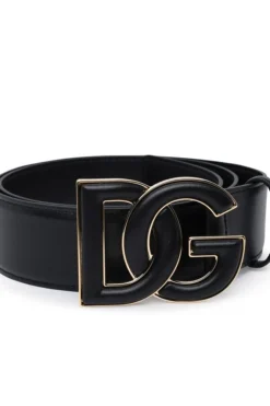 ( New Season ) Dolce & Gabbana DG Logo Plaque Buckle Belt - Black -Cheap Vestureo Store 845a4bf2180e50ddedd5fa559b4784fb