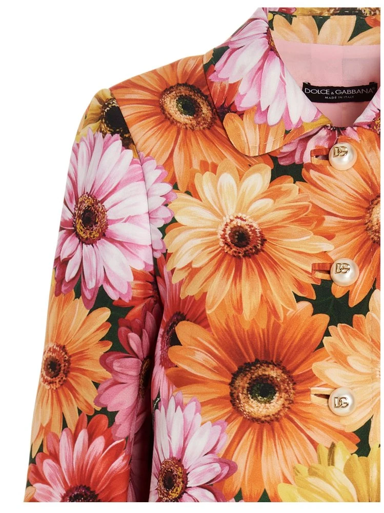 Dolce & Gabbana Gerbera Daisy Printed Single-Breasted Coat - Multi 3 Dolce & Gabbana Gerbera Daisy Printed Single-Breasted Coat - Multi - Image 3