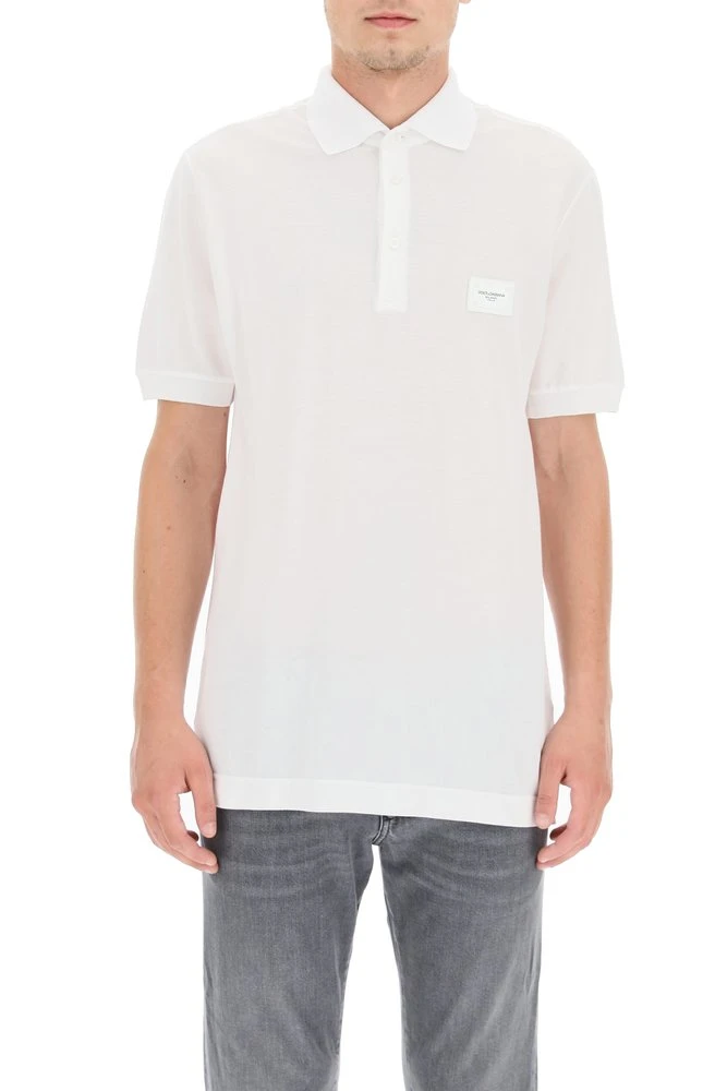 Dolce & Gabbana Logo Patch Polo Shirt - White 2 Dolce & Gabbana Logo Patch Polo Shirt - White - Image 2