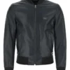 ( New Season ) Dolce & Gabbana Leather Bomber Jacket - Blue