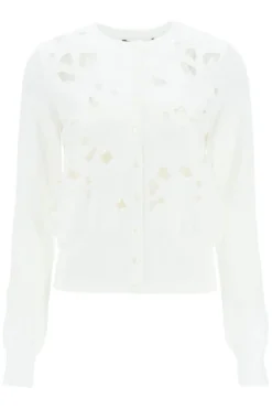 ( New Season ) Dolce & Gabbana Floral Embroidered Cardigan - White