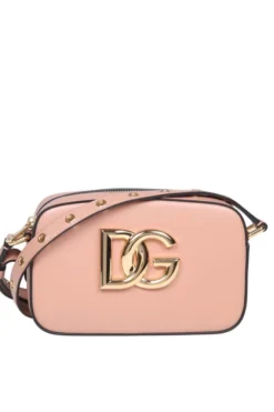 ( New Season ) Dolce & Gabbana 3.5 Logo Plaque Crossbody Bag - Pink