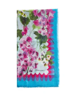 ( New Season ) Dolce & Gabbana Large Bluebell-Printed Scarf - Multi