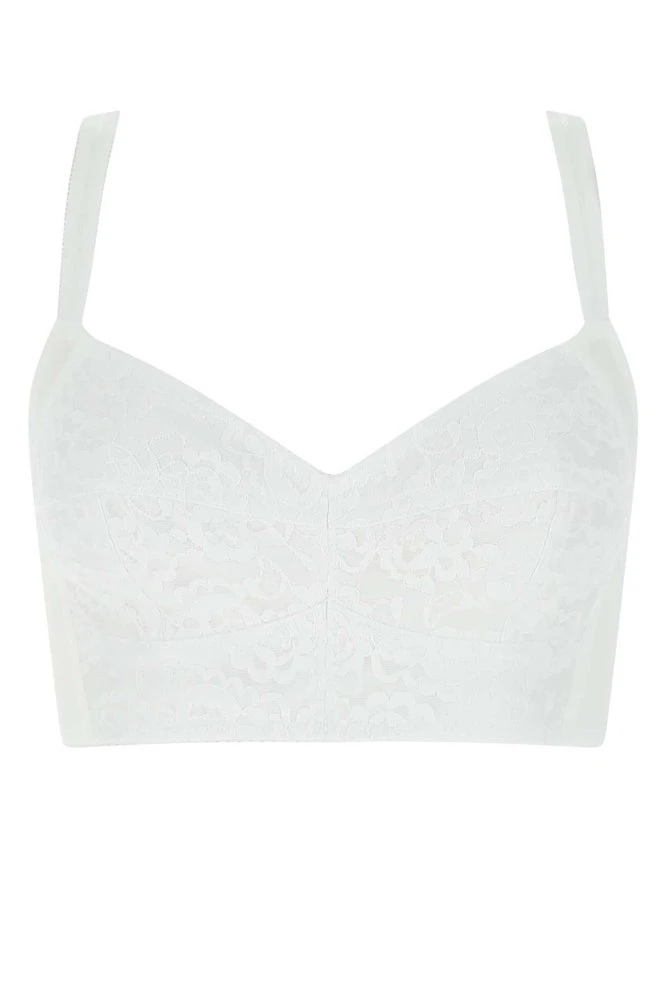 ( New Season ) Dolce & Gabbana Jacquard Corset Bustier Top - White 1 ( New Season ) Dolce & Gabbana Jacquard Corset Bustier Top - White