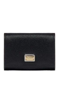 Dolce & Gabbana Logo Plaque Trifold Wallet - Black