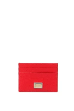 ( New Season ) Dolce & Gabbana Logo Plaque Cardholder - Red