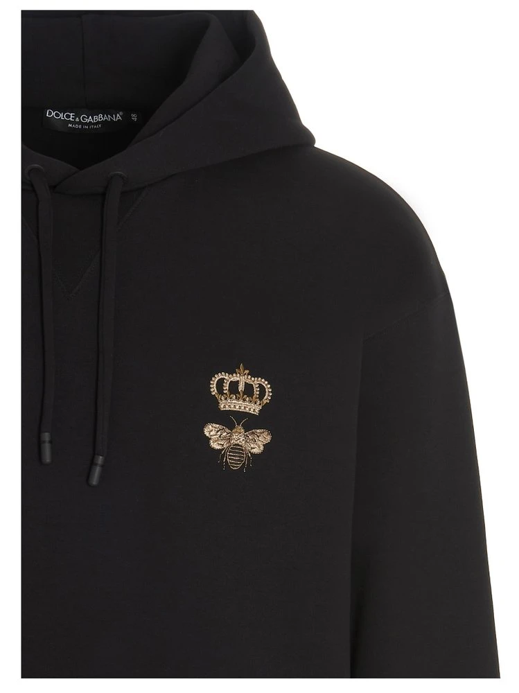 Dolce & Gabbana Logo Embroidered Drawstring Hoodie - Black 3 Dolce & Gabbana Logo Embroidered Drawstring Hoodie - Black - Image 3