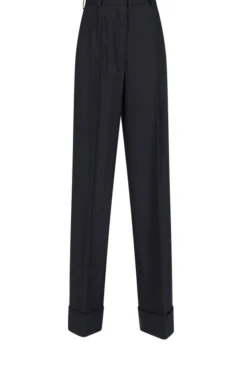 ( New Season ) Dolce & Gabbana Wide-Leg Cuffed Trousers - Black