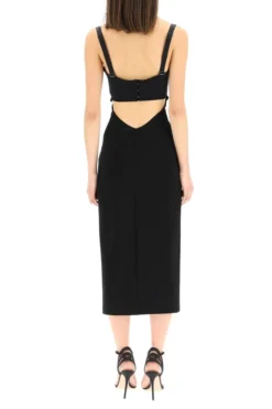 ( New Season ) Dolce & Gabbana Cut Out Spaghetti Strap Midi Dress - Black -Cheap Vestureo Store 874dc0e80b3aa1679fb6e50d449ecf25