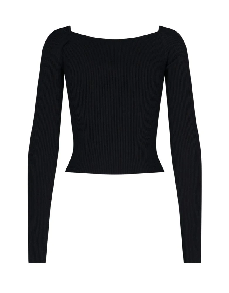 ( New Season ) Dolce & Gabbana Square Neck Long-Sleeved Knit Jumper - Black 2 ( New Season ) Dolce & Gabbana Square Neck Long-Sleeved Knit Jumper - Black - Image 2