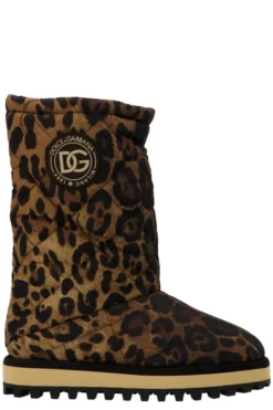 Dolce & Gabbana Logo Patch City Leopard-Printed Boots - Multi