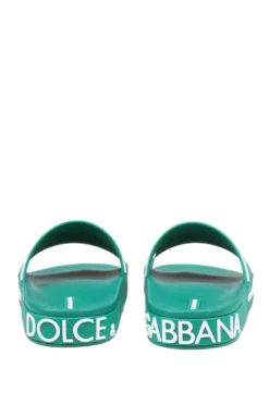( New Season ) Dolce & Gabbana Logo Printed Open-Toe Slides - Green -Cheap Vestureo Store 88b6077f2d21be36ee3aa12fb149dc62
