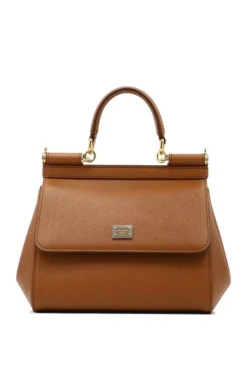 ( New Season ) Dolce & Gabbana Sicily Small Tote Bag - Brown