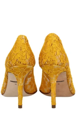 ( New Season ) Dolce & Gabbana Taormina Lace Embellished Pumps - Yellow -Cheap Vestureo Store 8a0197c879f12937267cd0ff82fd36db