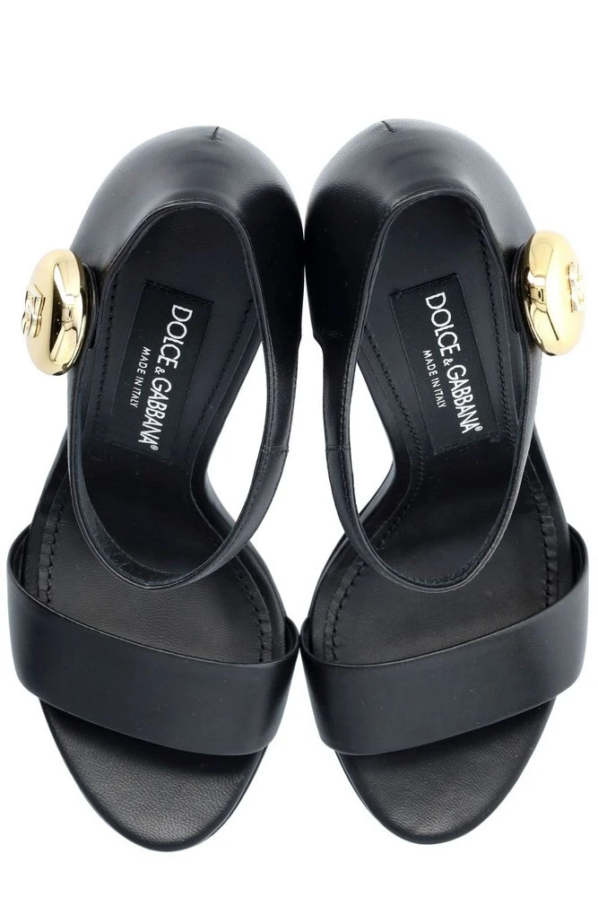 ( New Season ) Dolce & Gabbana Open Toe Ankle Strap Sandals - Black 6 ( New Season ) Dolce & Gabbana Open Toe Ankle Strap Sandals - Black - Image 6