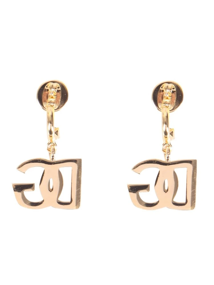 ( New Season ) Dolce & Gabbana Embellished Logo Charm Earrings - Gold 2 ( New Season ) Dolce & Gabbana Embellished Logo Charm Earrings - Gold - Image 2