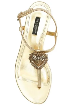 ( New Season ) Dolce & Gabbana Metallic Strap Sandals - Gold -Cheap Vestureo Store 8b2af9bc5120f512404efadfc66361b1