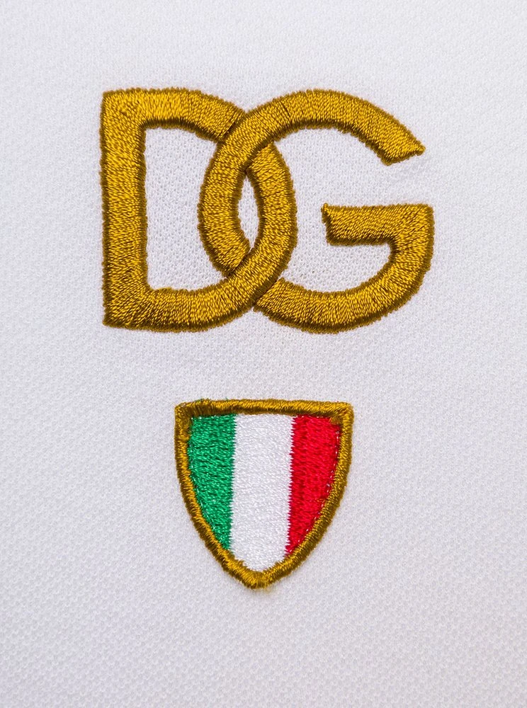 ( New Season ) Dolce & Gabbana Logo Patch Striped Trim Polo Shirt - White 8 ( New Season ) Dolce & Gabbana Logo Patch Striped Trim Polo Shirt - White - Image 8