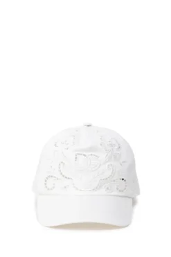 ( New Season ) Dolce & Gabbana Cut-Out Embroidered Drill Hat - White