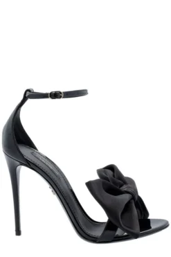 ( New Season ) Dolce & Gabbana Bow Detailed Open Toe Sandals - Black