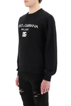 ( New Season ) Dolce & Gabbana Logo Printed Crewneck Sweatshirt - Black -Cheap Vestureo Store 8cd73bbfd20682f6a29784daa0893843