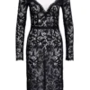Dolce & Gabbana Floral Lace Long-Sleeve Dress - Black