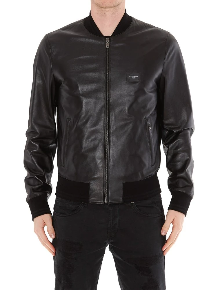 Dolce & Gabbana Leather Bomber Jacket - Black 1 Dolce & Gabbana Leather Bomber Jacket - Black
