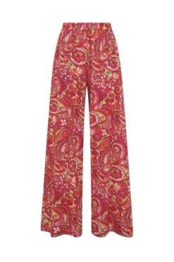 ( New Season ) Dolce & Gabbana 60s Printed Charmeuse Palazzo Pants - Pink