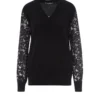 Dolce & Gabbana Lace Sleeve Sweater - Black