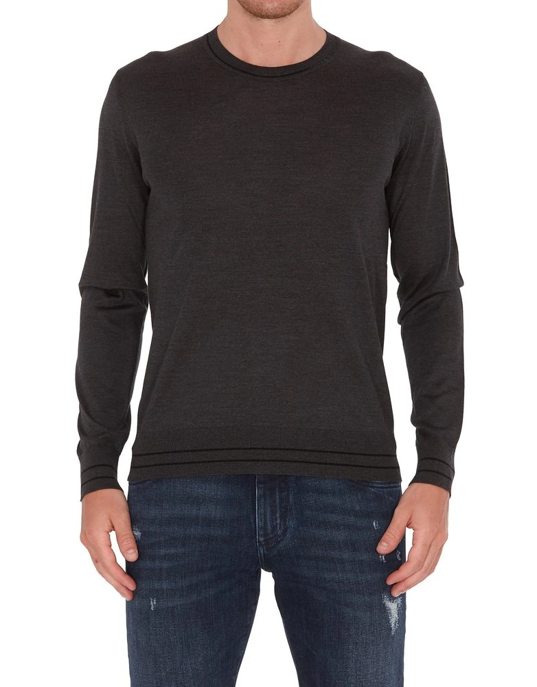 Dolce & Gabbana Stripe Trim Jumper - Grey 2 Dolce & Gabbana Stripe Trim Jumper - Grey - Image 2