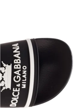 Dolce & Gabbana Logo Crown Slides - Black -Cheap Vestureo Store 8e55e0675f96229b6999a455094acda0