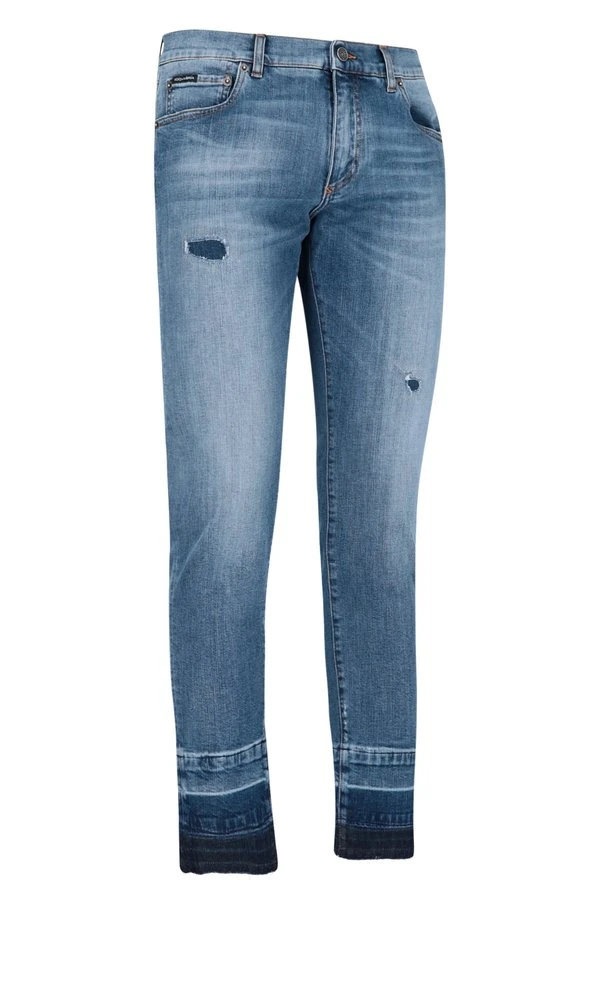 Dolce & Gabbana Distressed Straight-Leg Jeans - Blue 3 Dolce & Gabbana Distressed Straight-Leg Jeans - Blue - Image 3
