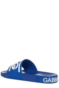 ( New Season ) Dolce & Gabbana DG Logo Embossed Slides - Blue -Cheap Vestureo Store 8ede916529883c54e8587301e4d71fbe