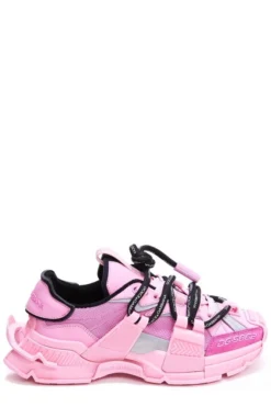 ( New Season ) Dolce & Gabbana Lace-Up Low Top Sneakers - Pink