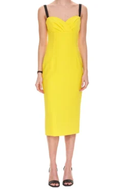 ( New Season ) Dolce & Gabbana Heart Neck Strapped Dress - Yellow