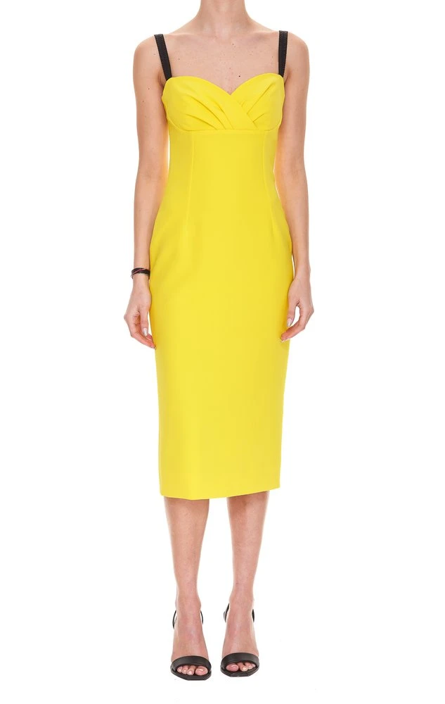 ( New Season ) Dolce & Gabbana Heart Neck Strapped Dress - Yellow 1 ( New Season ) Dolce & Gabbana Heart Neck Strapped Dress - Yellow