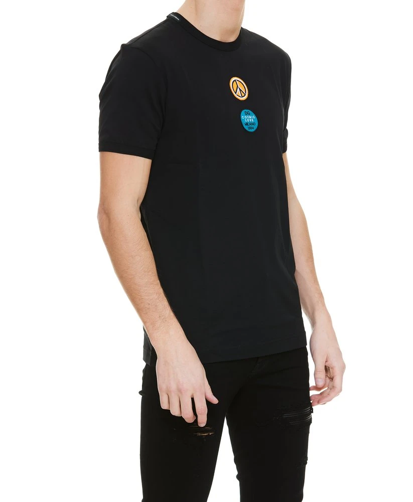 ( New Season ) Dolce & Gabbana Patch Detailed Crewneck T-Shirt - Black 3 ( New Season ) Dolce & Gabbana Patch Detailed Crewneck T-Shirt - Black - Image 3