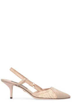 ( New Season ) Dolce & Gabbana Pointed Toe Slingback Pumps - Beige