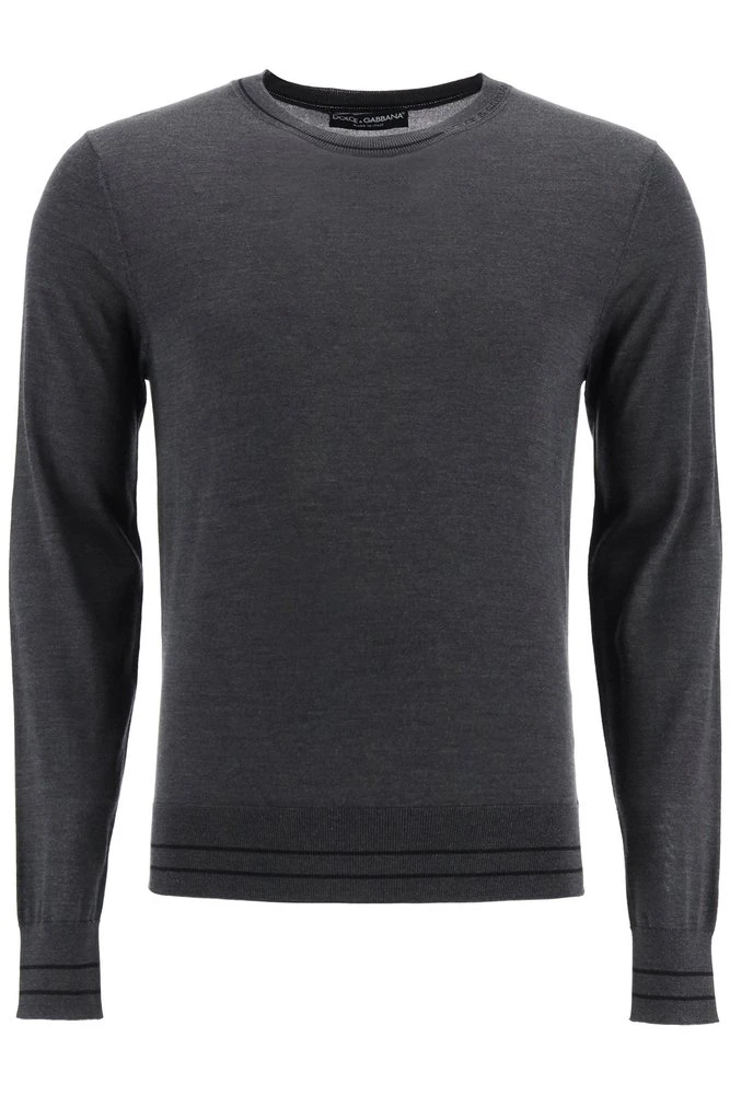 Dolce & Gabbana Stripe Trim Jumper - Grey 1 Dolce & Gabbana Stripe Trim Jumper - Grey