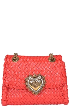 Dolce & Gabbana Devotion Woven Small Shoulder Bag - Red