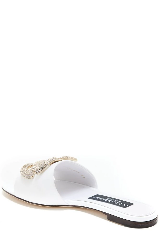 ( New Season ) Dolce & Gabbana DG Embellished Mules - White 3 ( New Season ) Dolce & Gabbana DG Embellished Mules - White - Image 3