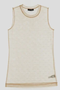 ( New Season ) Dolce & Gabbana Semi-Sheer Crewneck Top - Beige