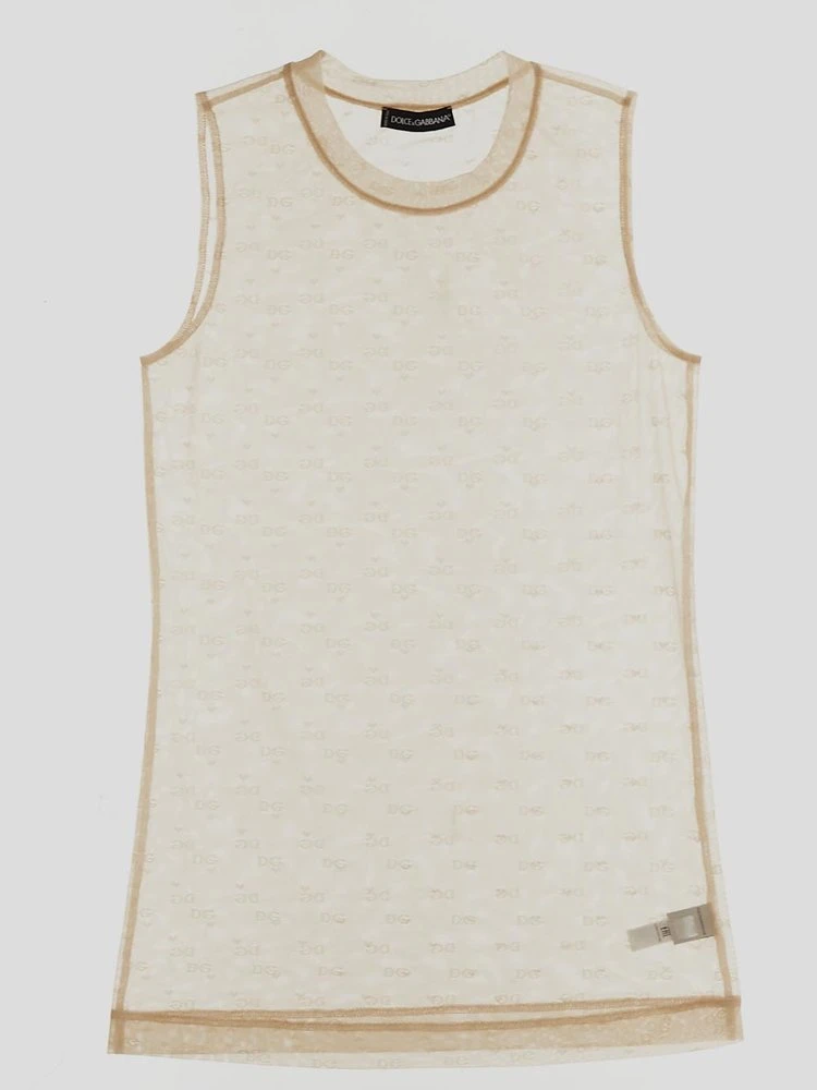 ( New Season ) Dolce & Gabbana Semi-Sheer Crewneck Top - Beige 1 ( New Season ) Dolce & Gabbana Semi-Sheer Crewneck Top - Beige