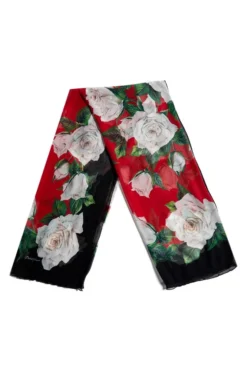 ( New Season ) Dolce & Gabbana Allover Rose Print Scarf - Multi