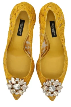( New Season ) Dolce & Gabbana Taormina Lace Embellished Pumps - Yellow -Cheap Vestureo Store 91aa2dc31ee5800cde59d037571ae219