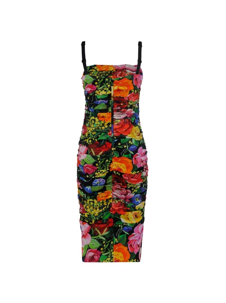( New Season ) Dolce & Gabbana Floral Printed Midi Dress - Multi 2 ( New Season ) Dolce & Gabbana Floral Printed Midi Dress - Multi - Image 2
